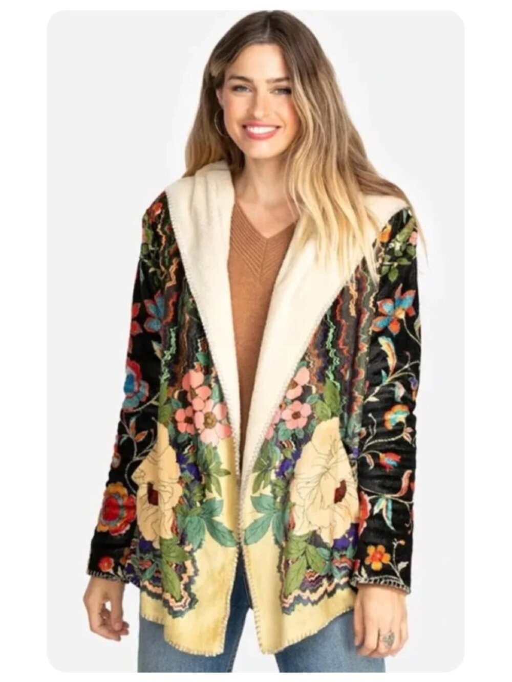 Johnny Was BIYA Radley Slouchy Hood Sherpa Jacket sz S